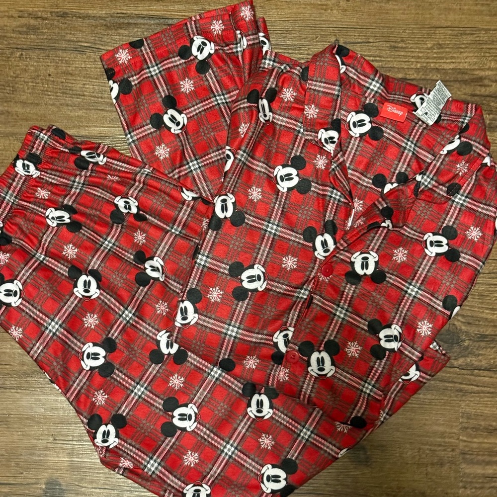 Disney Red Plaid Mickey Mouse Pajama Set